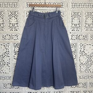 Vintage NWT Deadstock Blue Prairie Cottagecore Flowy Midi Skirt With Belt Sz S